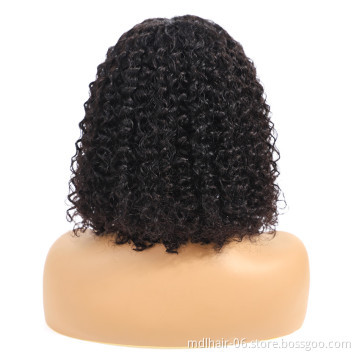 Deep Curly 13*4 Lace Front Bob Wigs, Indian Human Hair Deep Wave Lace Front Short Blunt Cut Wig Cabelo Humano